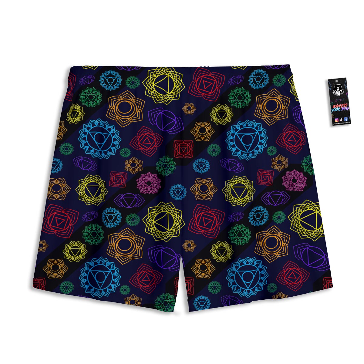 Flowers Seven Chakras Print Pattern Mesh Shorts-grizzshop