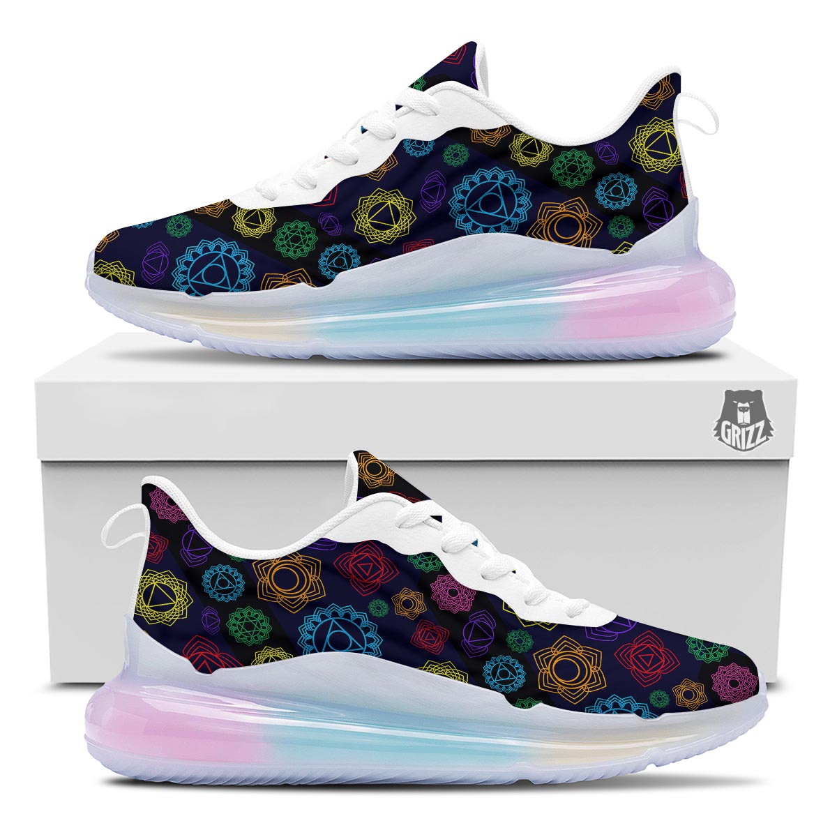 Flowers Seven Chakras Print Pattern Running Sneakers-grizzshop