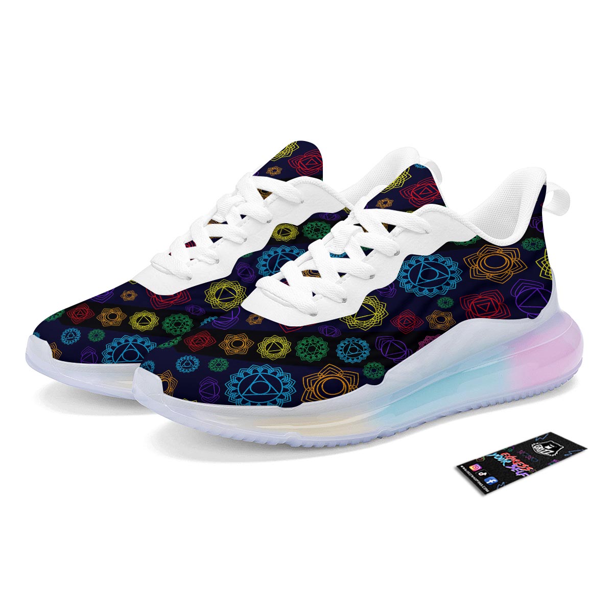 Flowers Seven Chakras Print Pattern Running Sneakers-grizzshop