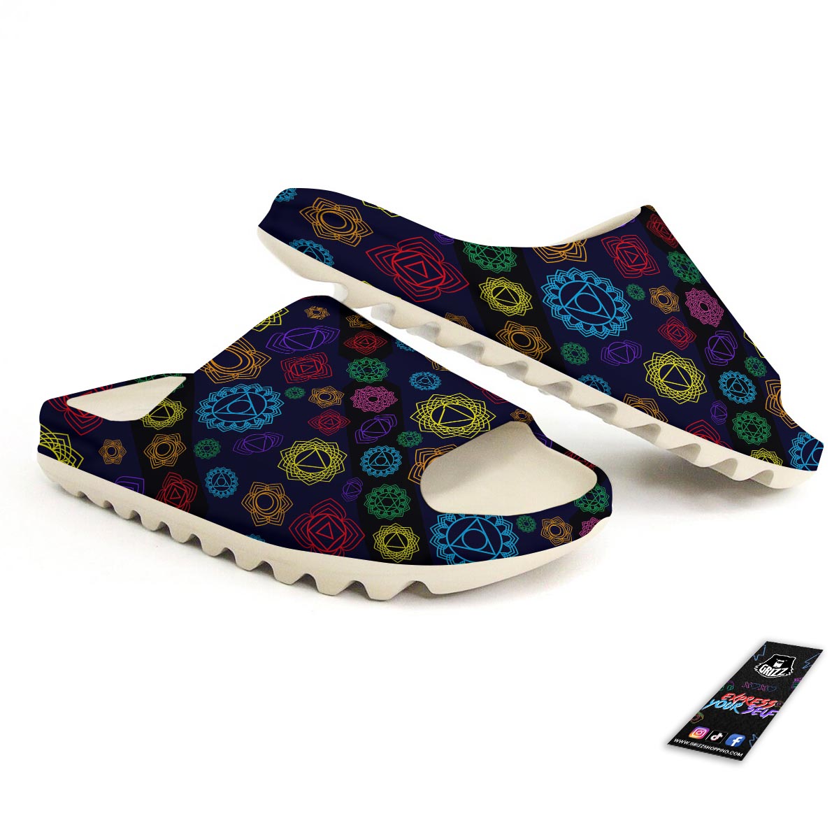 Flowers Seven Chakras Print Pattern Sandals-grizzshop