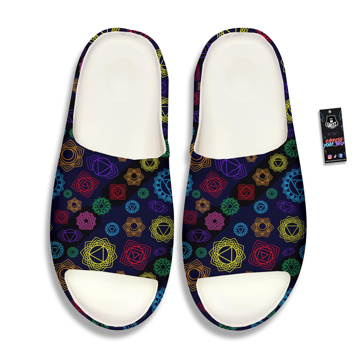 Flowers Seven Chakras Print Pattern Sandals-grizzshop