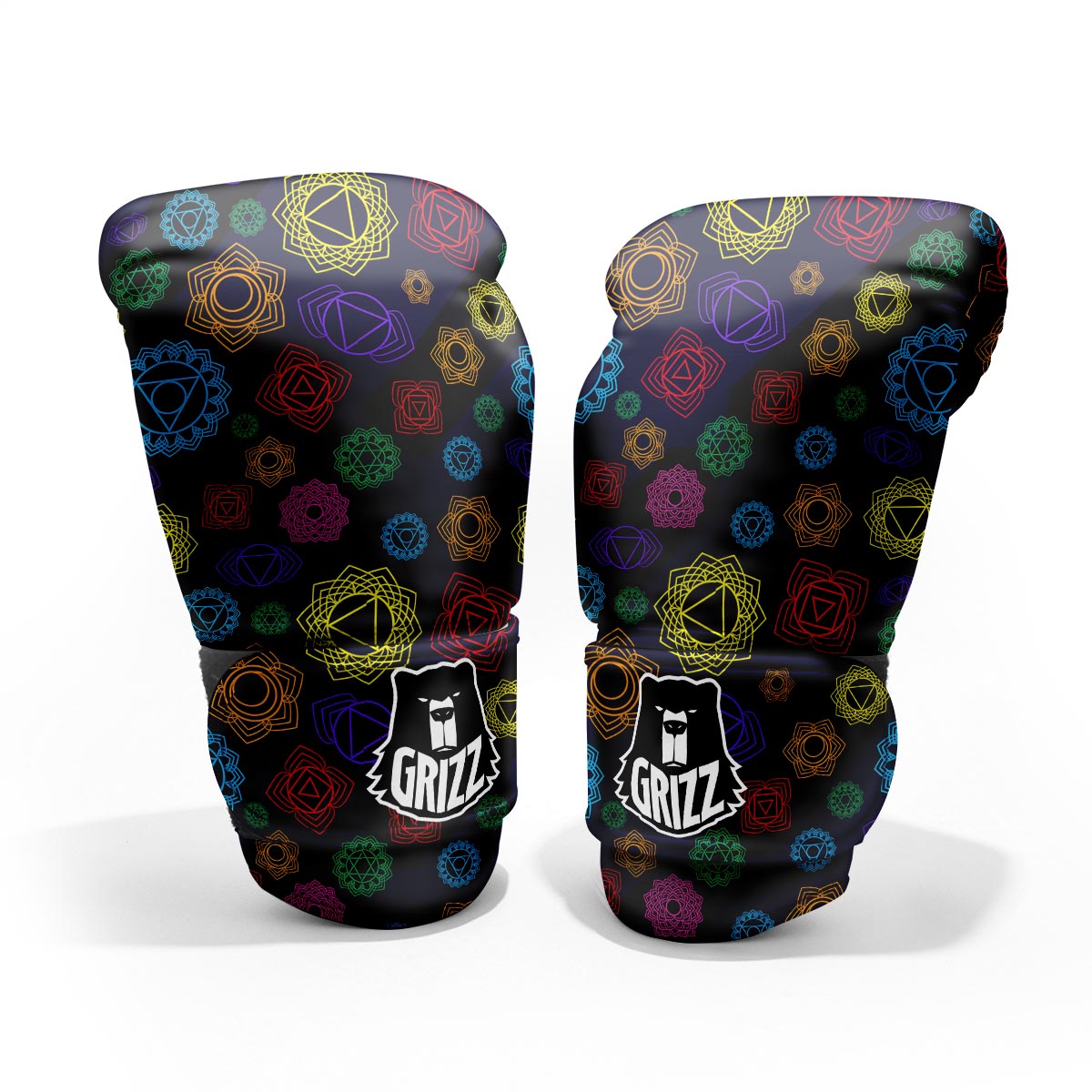 Flowers Seven Chakras Print Pattern Sparring Gloves-grizzshop