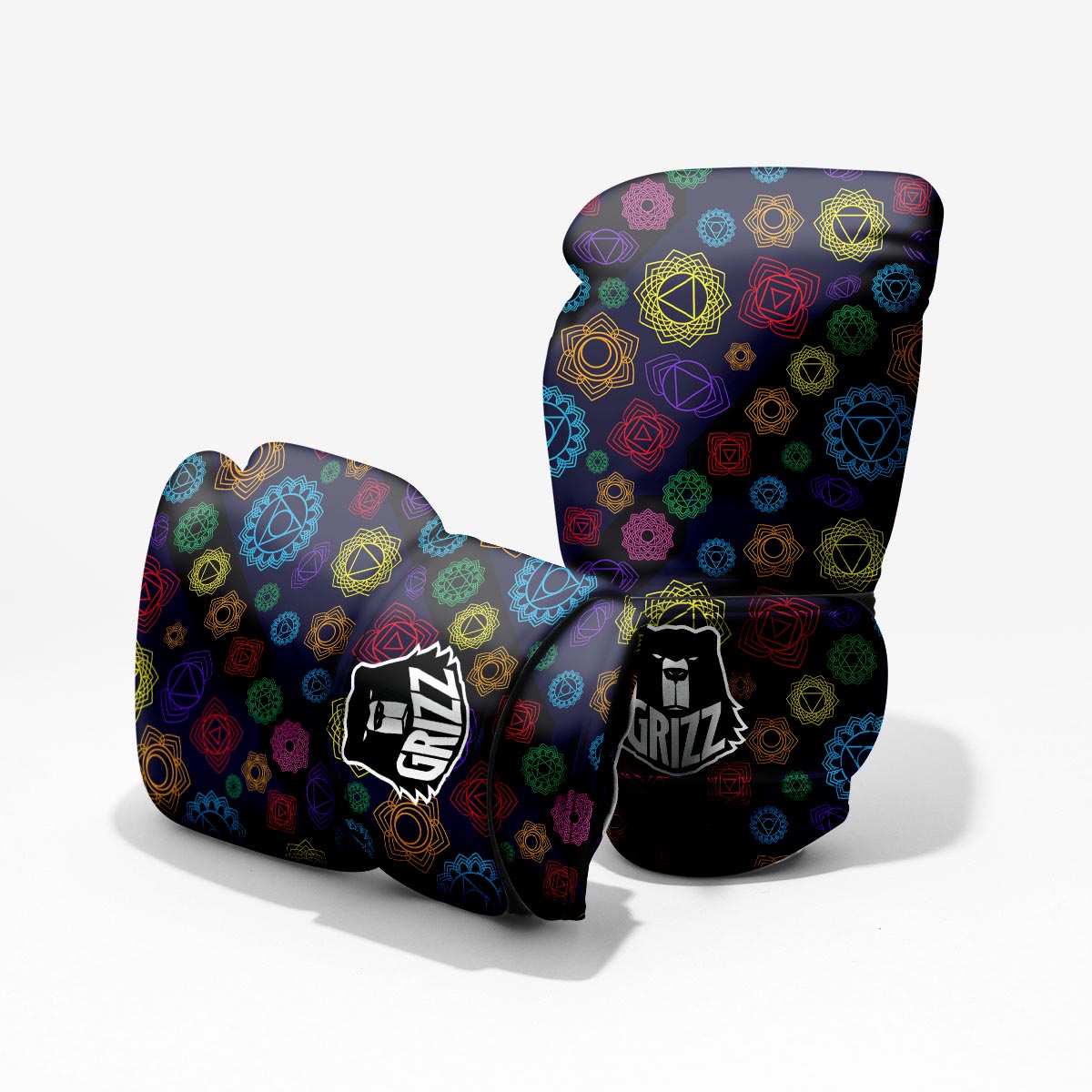 Flowers Seven Chakras Print Pattern Sparring Gloves-grizzshop