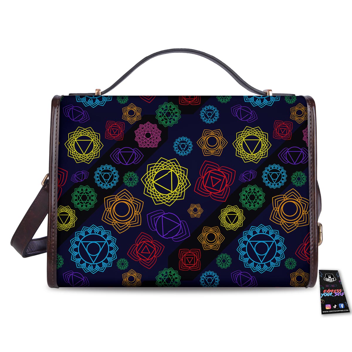 Flowers Seven Chakras Print Pattern Women's Satchel Bag-grizzshop