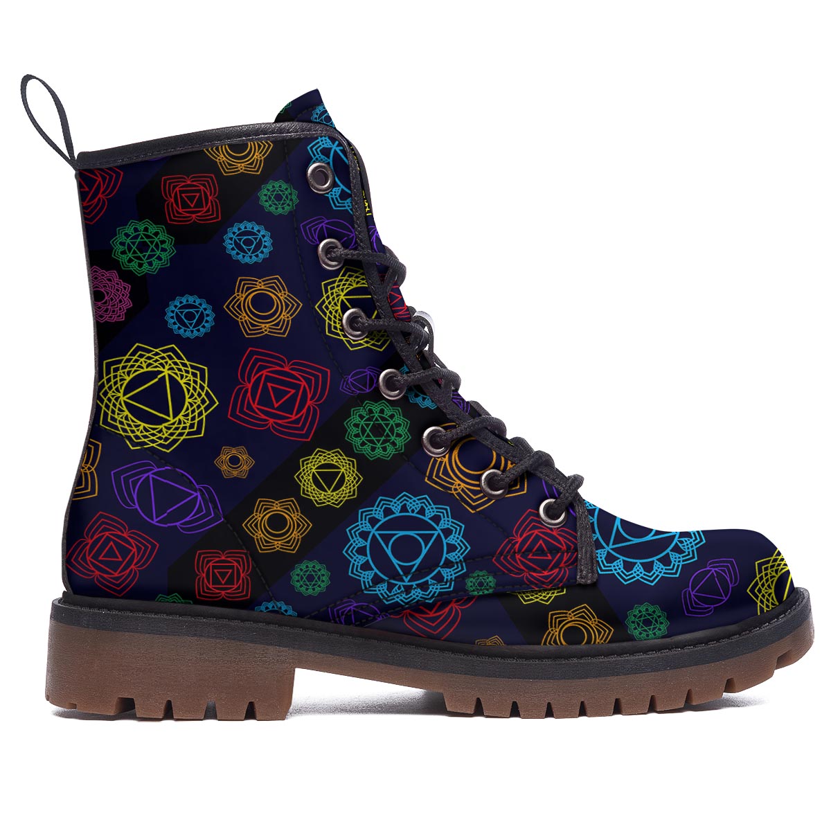 Flowers Seven Chakras Print Pattern Work Boots-grizzshop