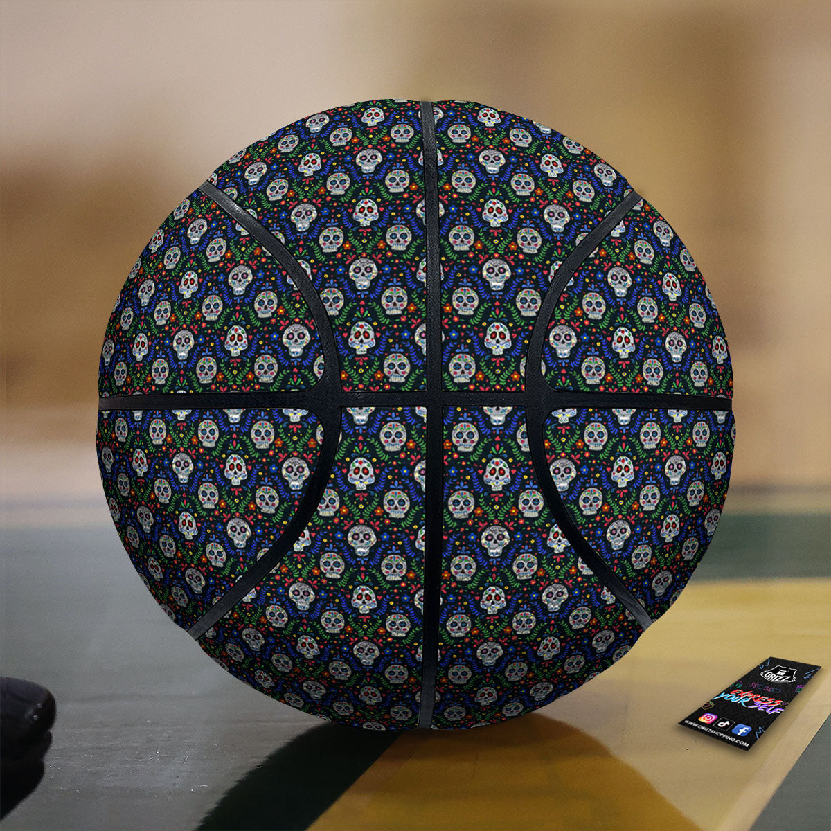 Flowers Skull Green Blue Print Pattern Basketball-grizzshop