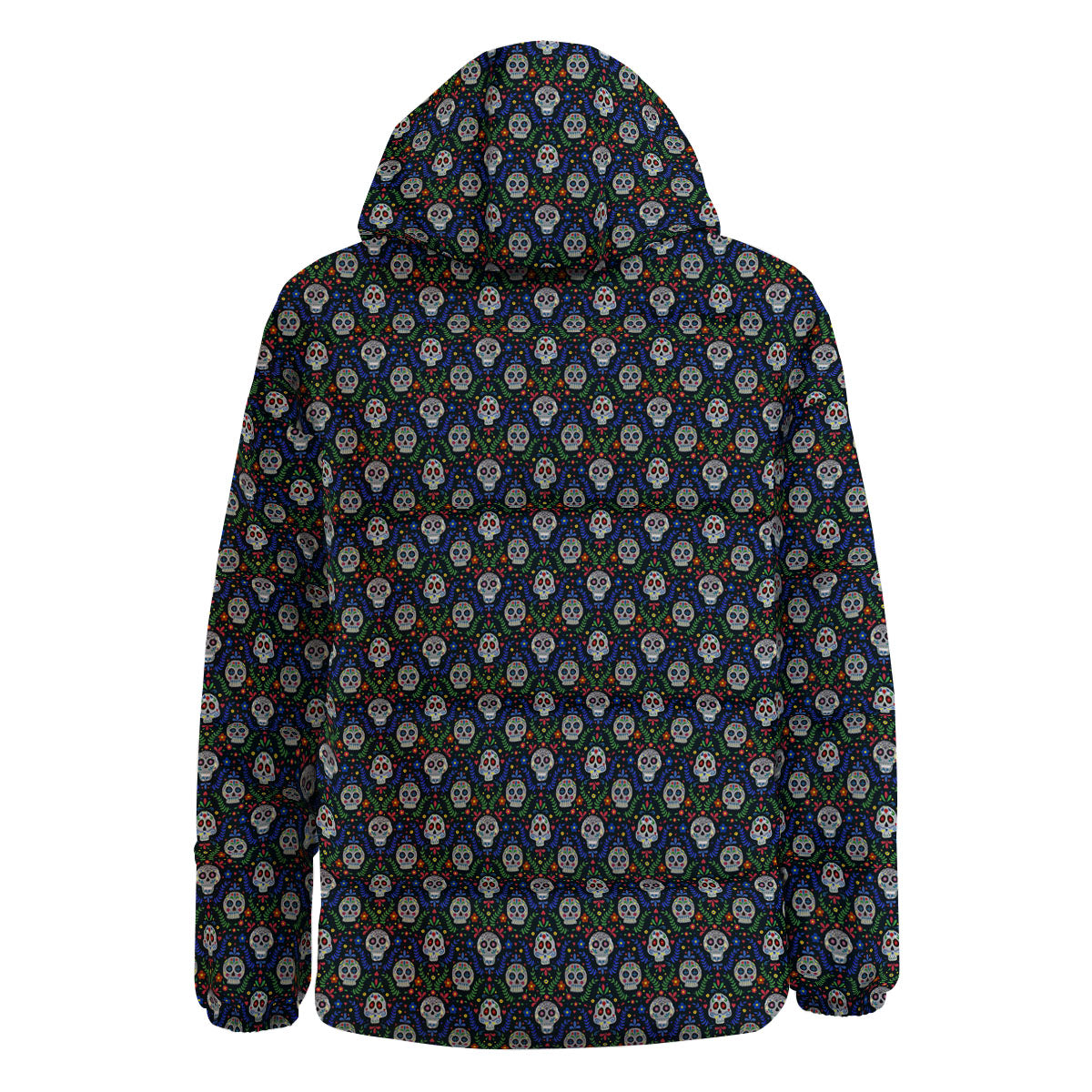 Flowers Skull Green Blue Print Pattern Down Jacket-grizzshop