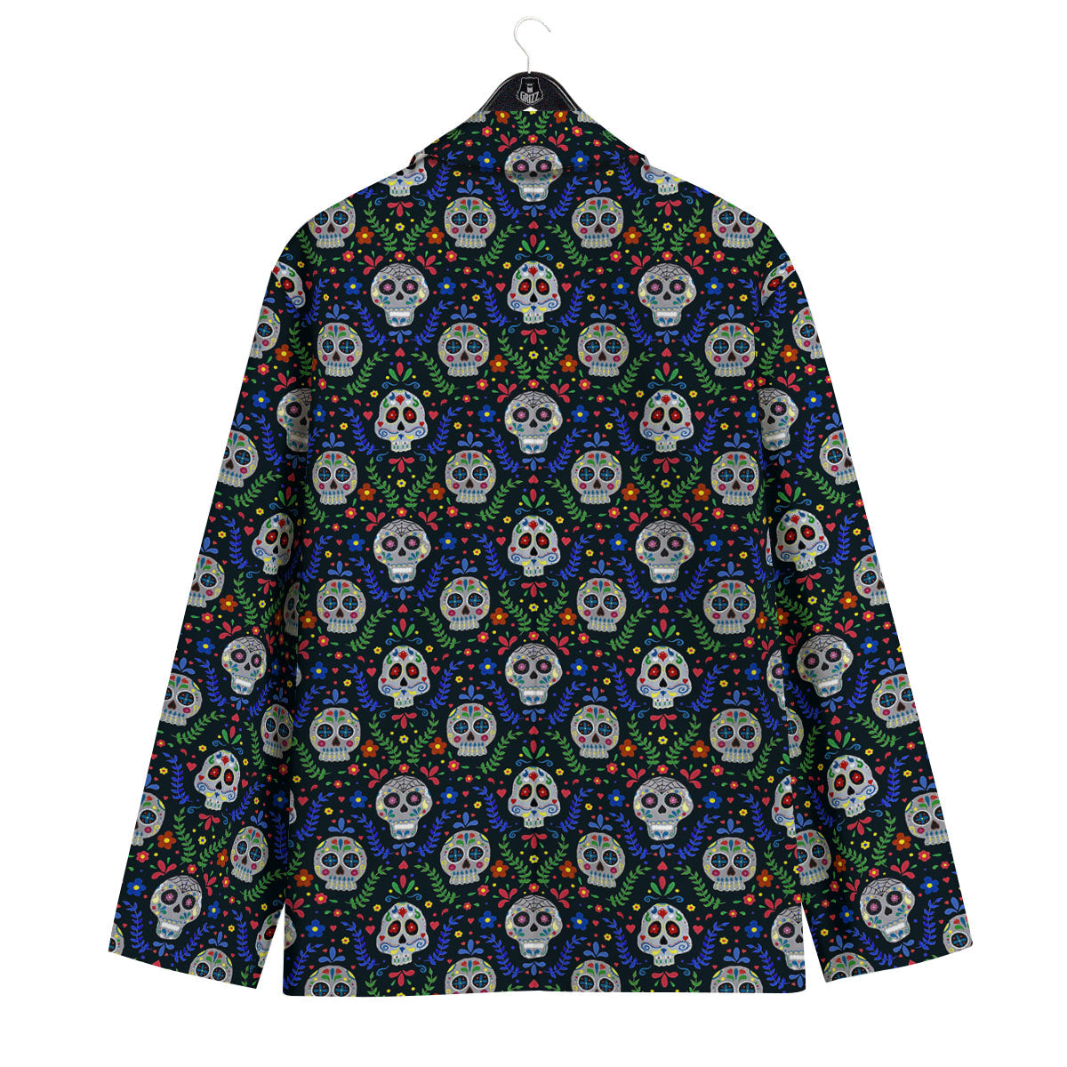 Flowers Skull Green Blue Print Pattern Men's Sport Coat-grizzshop