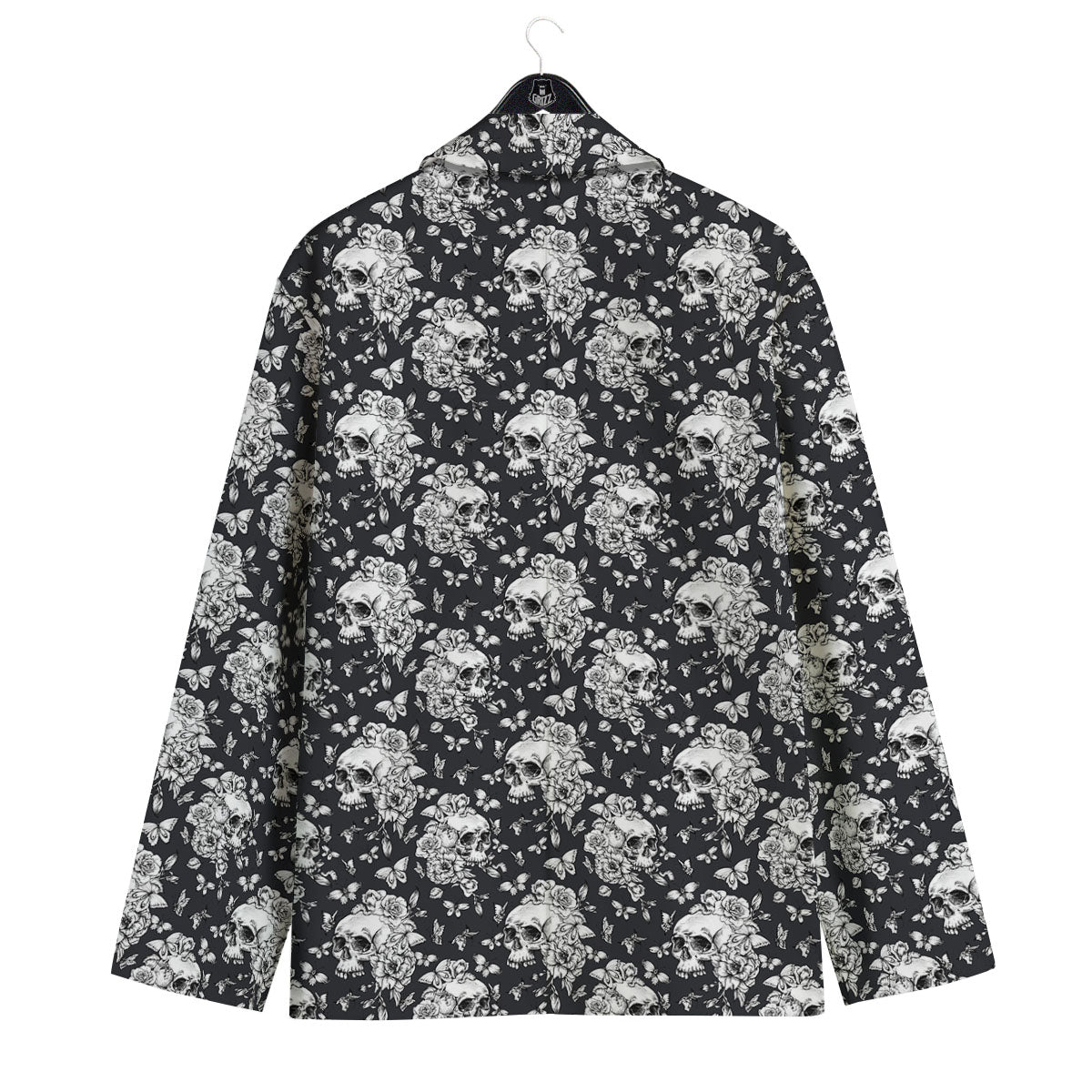 Flowers Skull Monochrome Print Pattern Men's Sport Coat-grizzshop