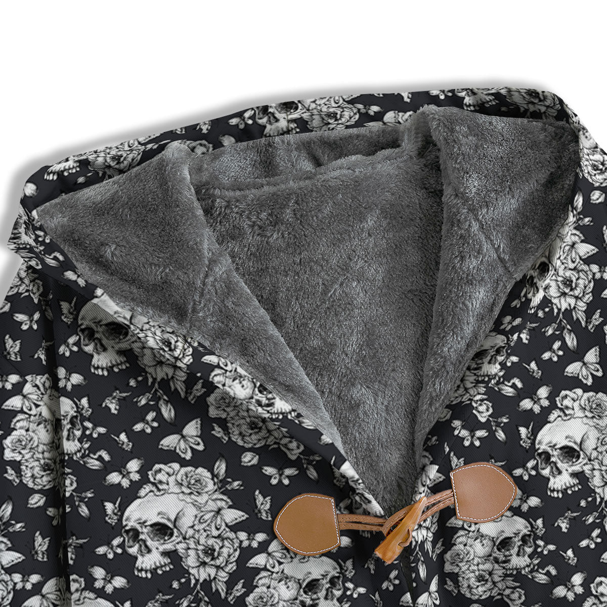 Flowers Skull Monochrome Print Pattern Men's Windbreaker Jacket-grizzshop