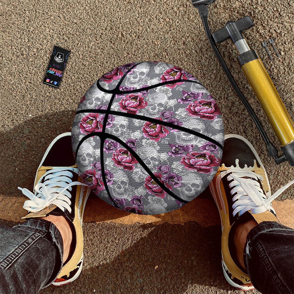 Flowers Skull Pink Print Pattern Basketball-grizzshop