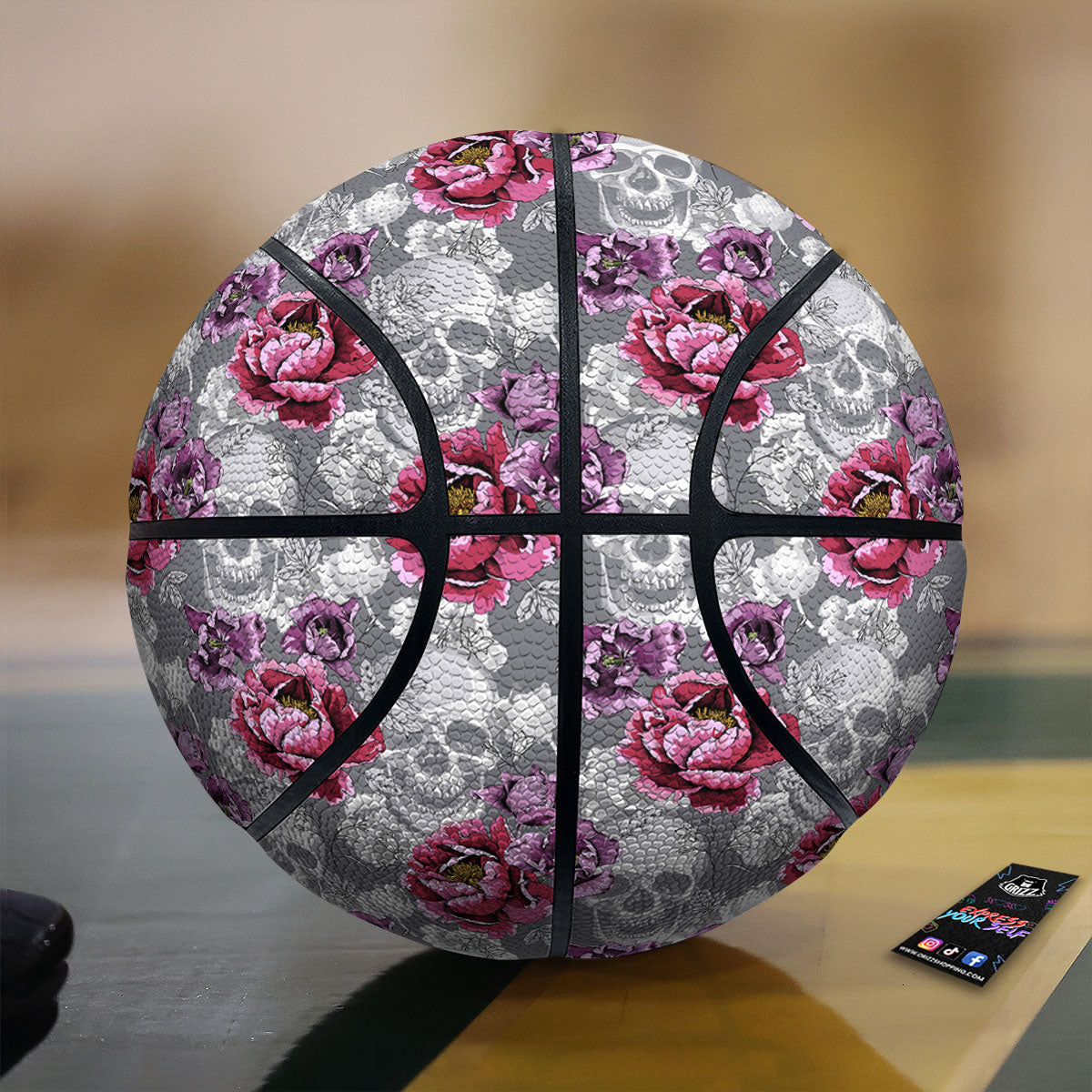 Flowers Skull Pink Print Pattern Basketball-grizzshop