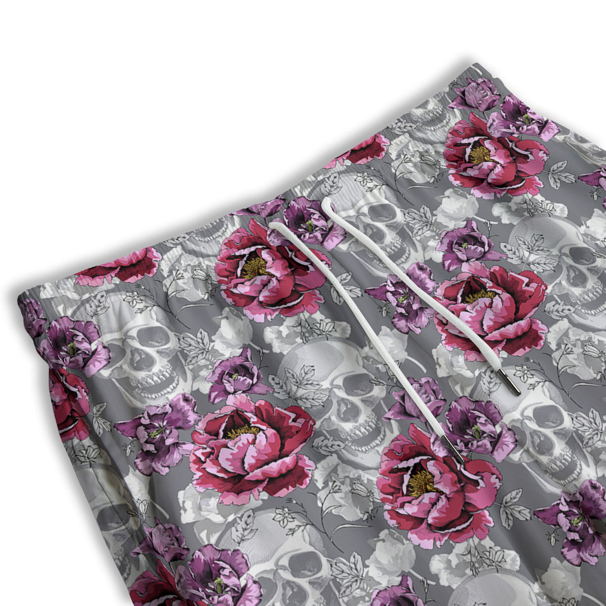 Flowers Skull Pink Print Pattern Men's Athletic Shorts-grizzshop