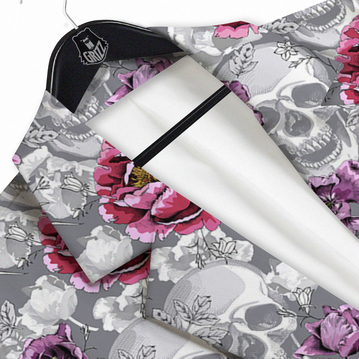 Flowers Skull Pink Print Pattern Men's Sport Coat-grizzshop