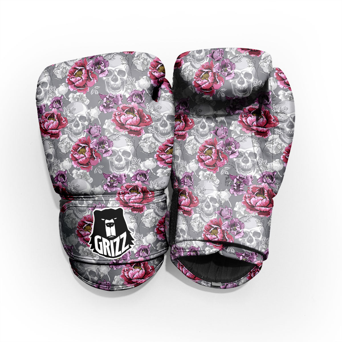 Flowers Skull Pink Print Pattern Sparring Gloves-grizzshop