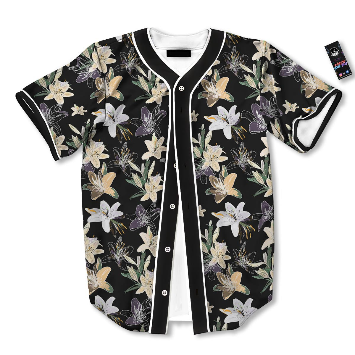Flowers Spring Lily Print Pattern Baseball Jersey-grizzshop
