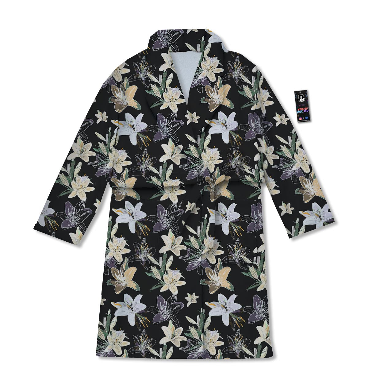 Flowers Spring Lily Print Pattern Bathrobe-grizzshop