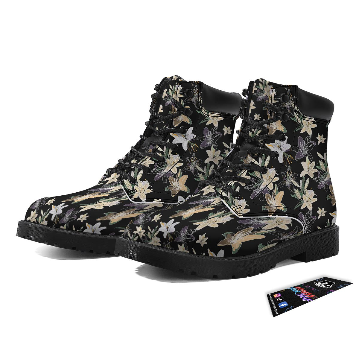 Flowers Spring Lily Print Pattern Boots-grizzshop