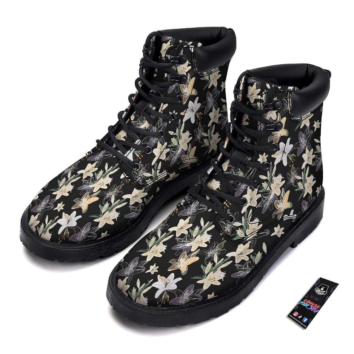 Flowers Spring Lily Print Pattern Boots-grizzshop