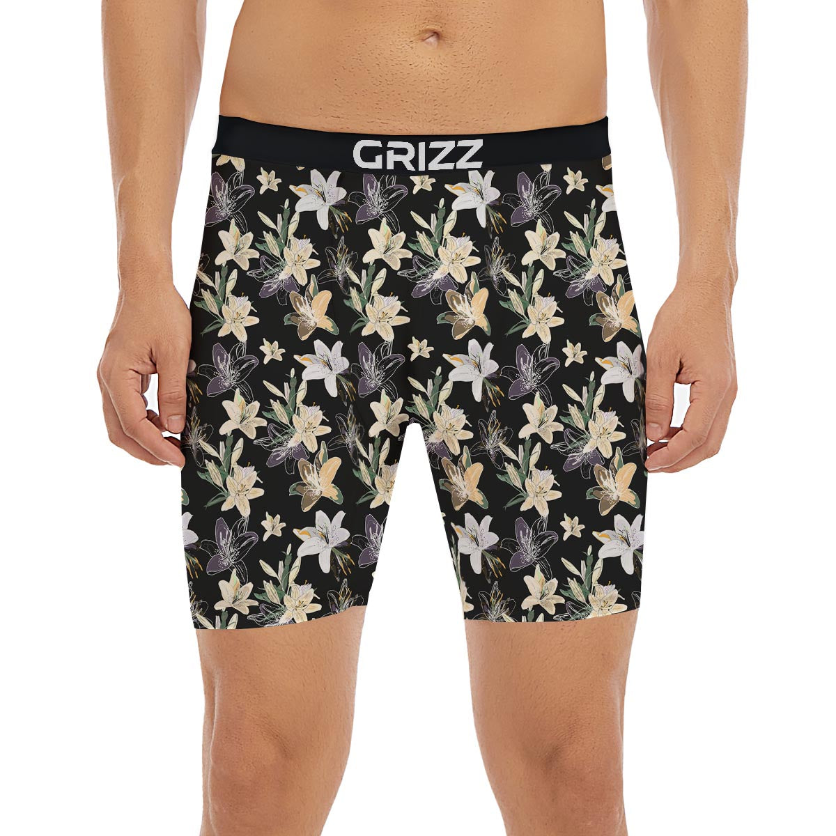 Flowers Spring Lily Print Pattern Boxer Briefs-grizzshop