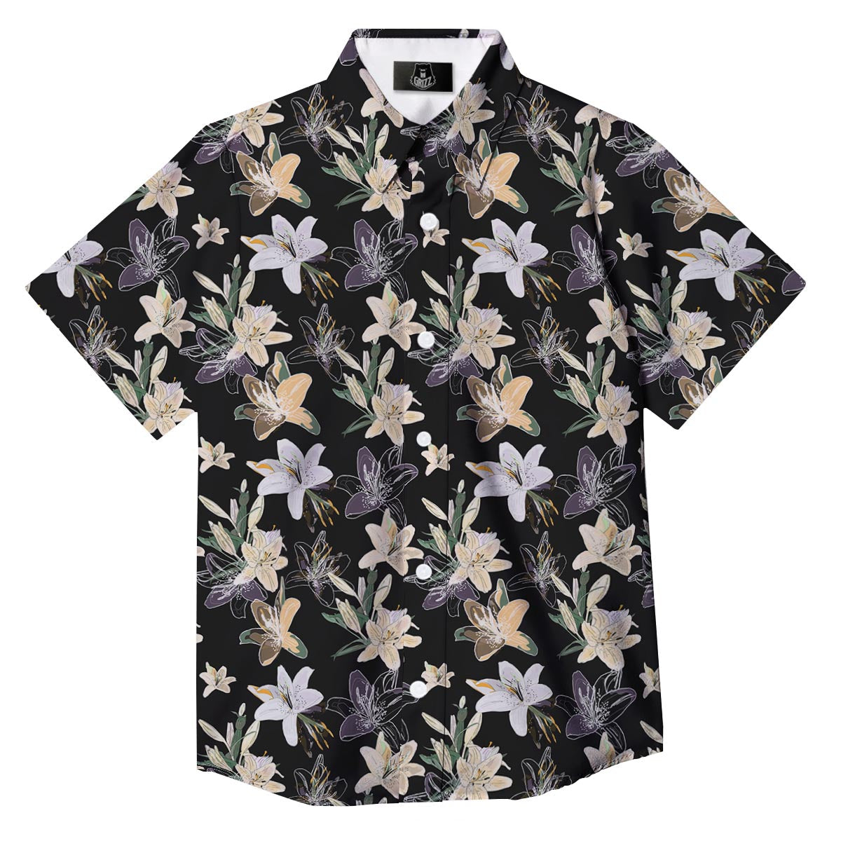 Flowers Spring Lily Print Pattern Button Up Shirt-grizzshop