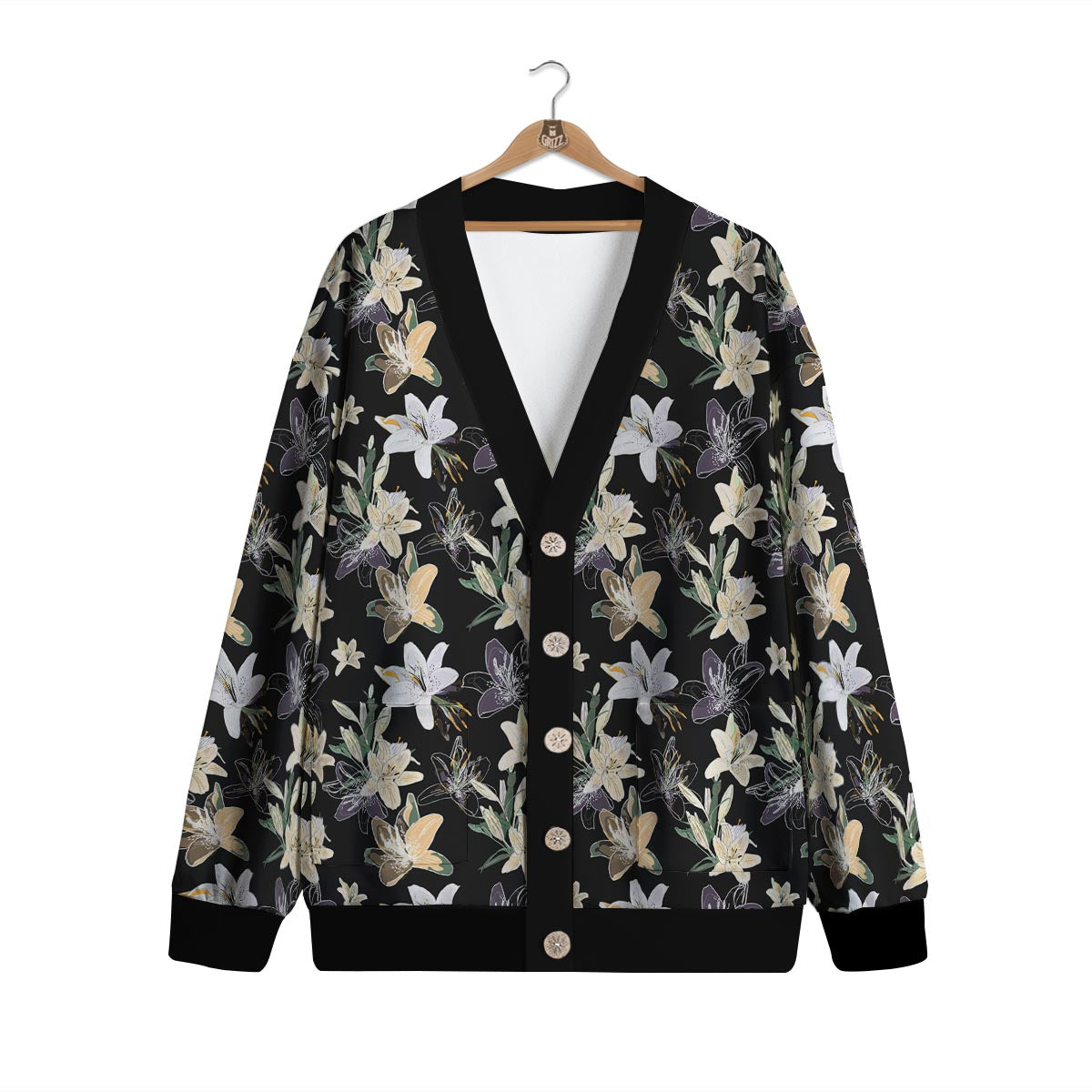 Flowers Spring Lily Print Pattern Cardigan-grizzshop