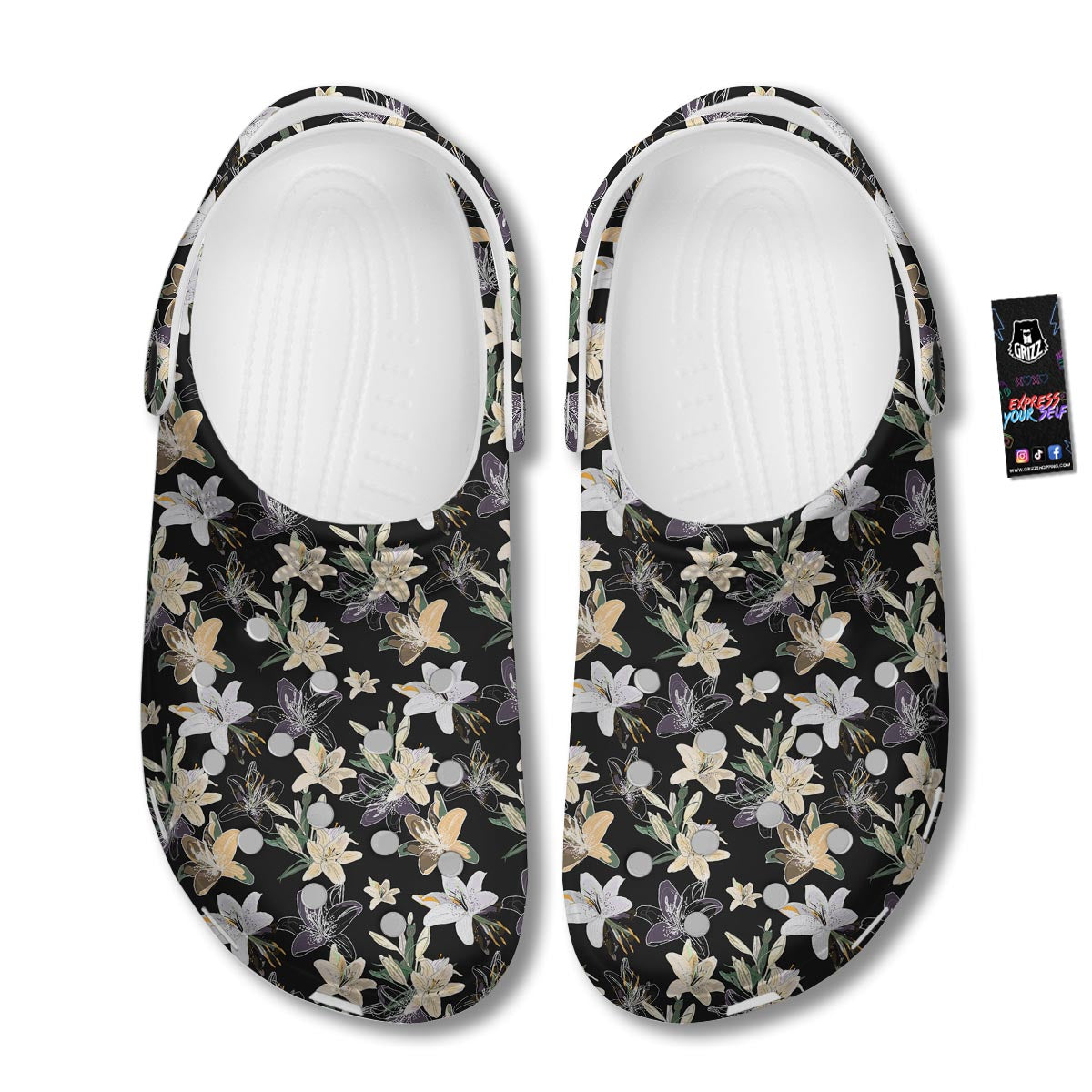 Flowers Spring Lily Print Pattern Clog-grizzshop