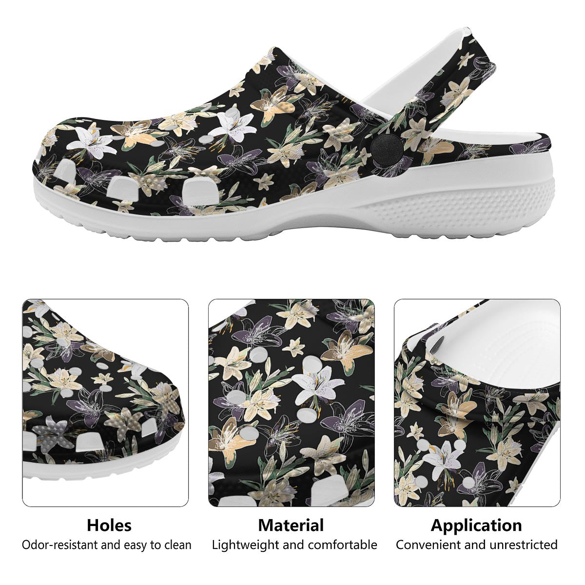 Flowers Spring Lily Print Pattern Clog-grizzshop