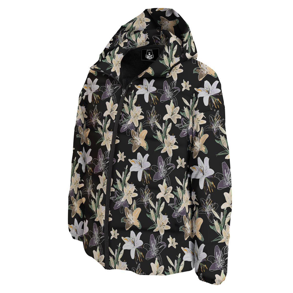 Flowers Spring Lily Print Pattern Down Jacket-grizzshop