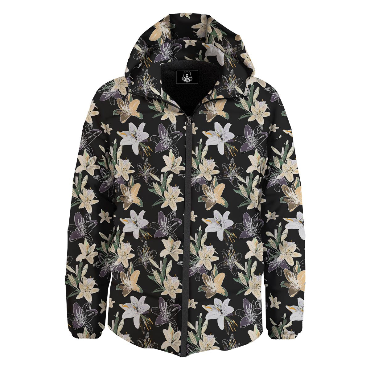 Flowers Spring Lily Print Pattern Down Jacket-grizzshop