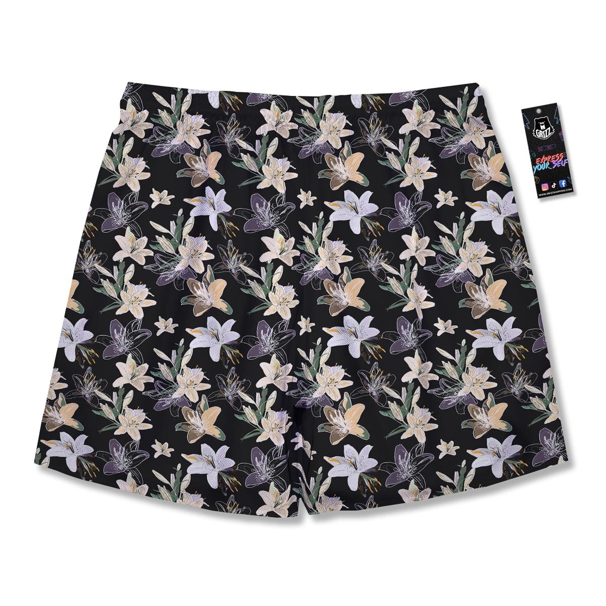 Flowers Spring Lily Print Pattern Men's Running Shorts-grizzshop