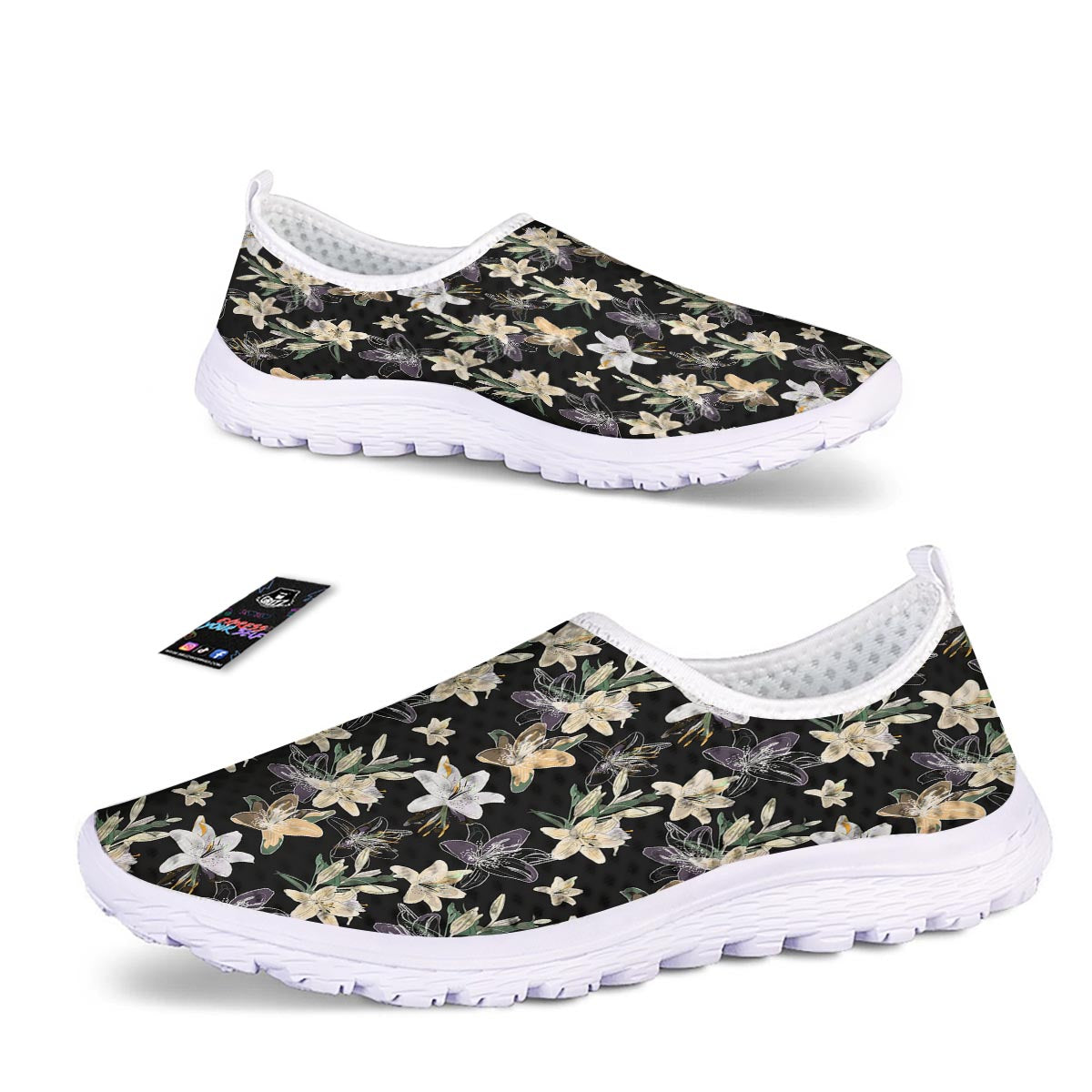 Flowers Spring Lily Print Pattern Nurse Shoes-grizzshop