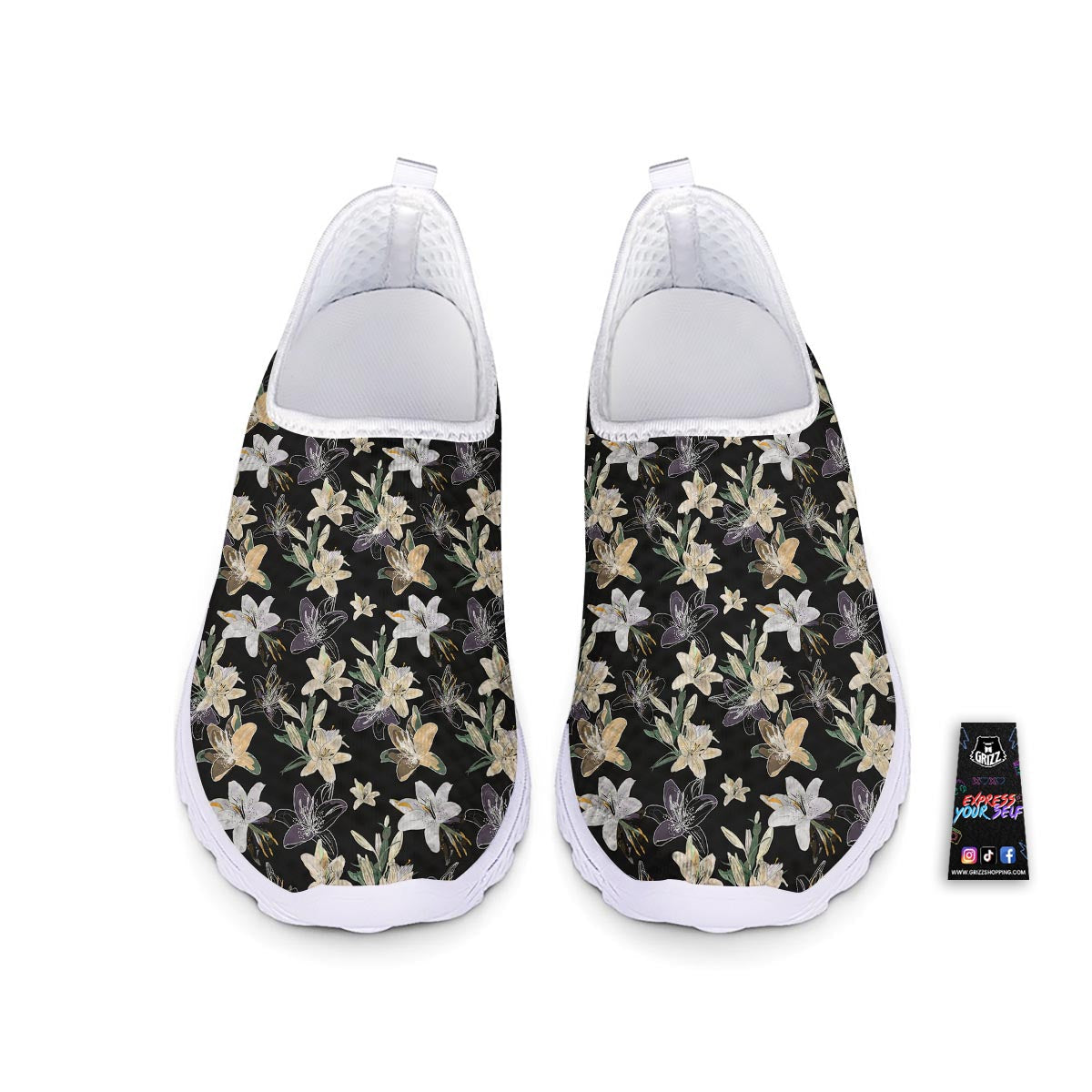Flowers Spring Lily Print Pattern Nurse Shoes-grizzshop