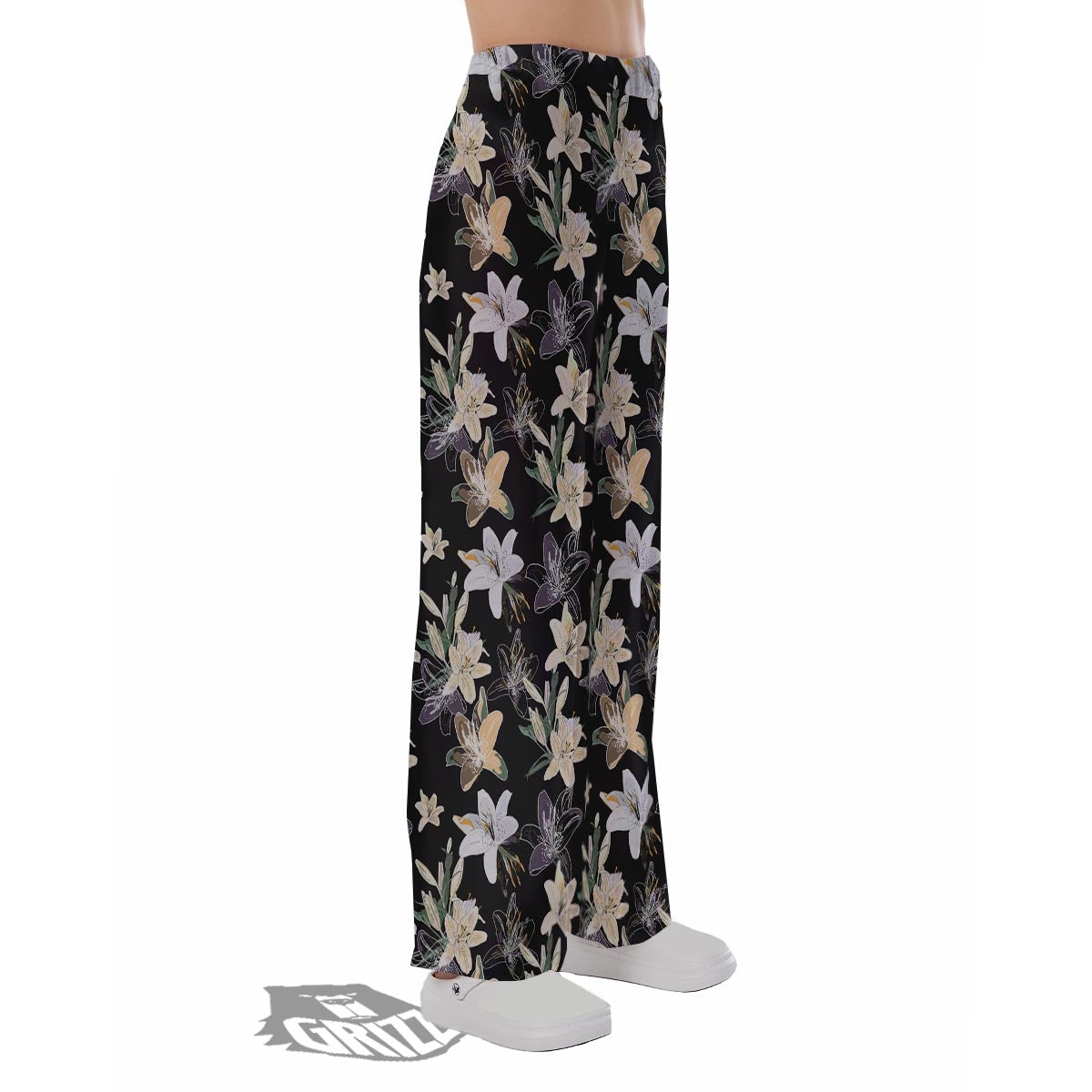 Flowers Spring Lily Print Pattern Pajama Pants-grizzshop