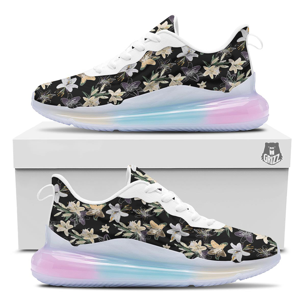Flowers Spring Lily Print Pattern Running Sneakers-grizzshop