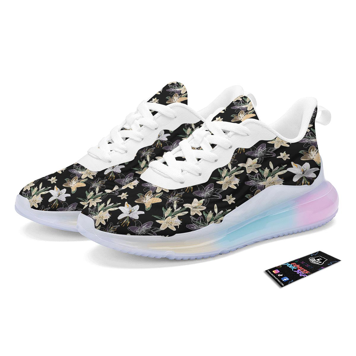 Flowers Spring Lily Print Pattern Running Sneakers-grizzshop