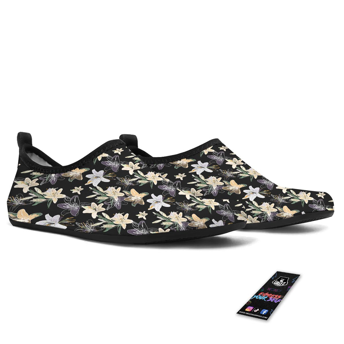 Flowers Spring Lily Print Pattern Water Shoes-grizzshop