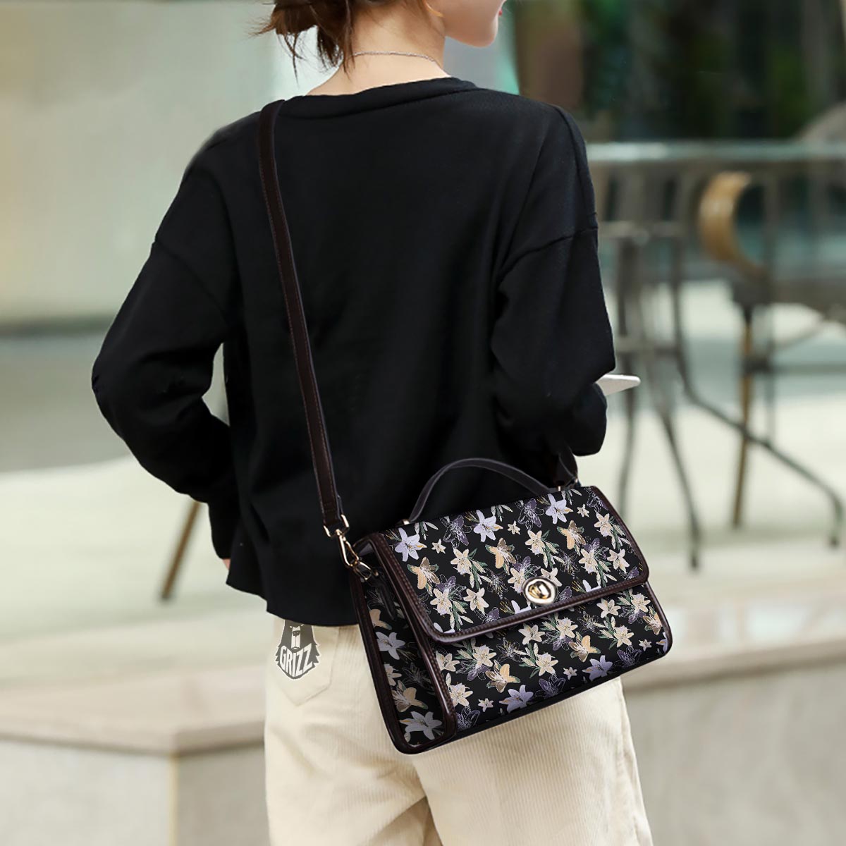 Flowers Spring Lily Print Pattern Women's Satchel Bag-grizzshop