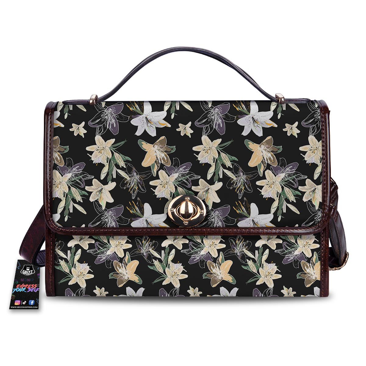 Flowers Spring Lily Print Pattern Women's Satchel Bag-grizzshop