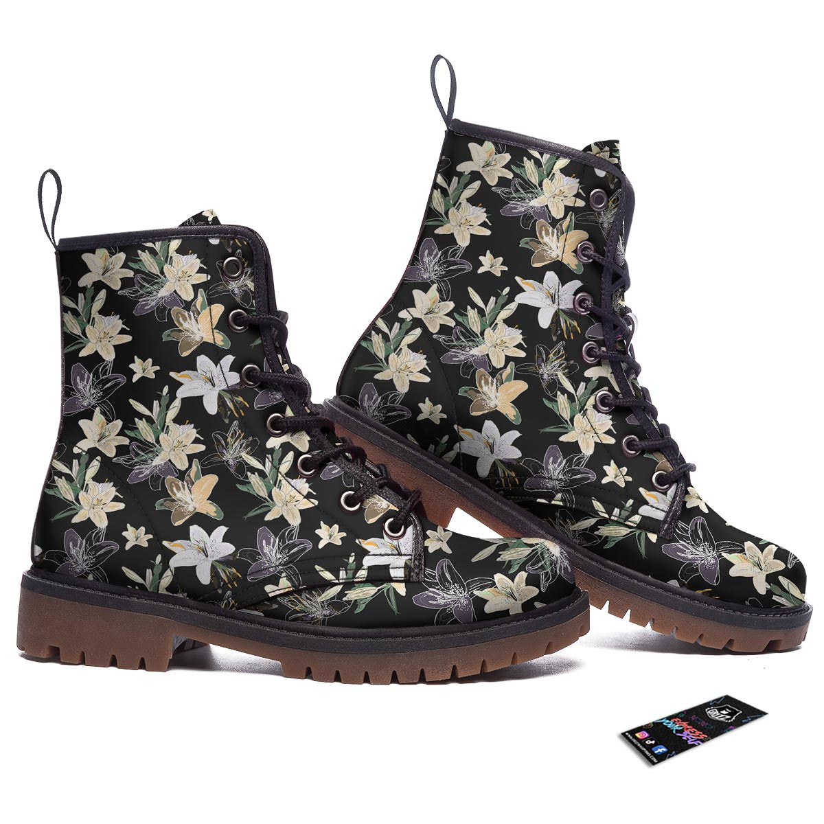 Flowers Spring Lily Print Pattern Work Boots-grizzshop