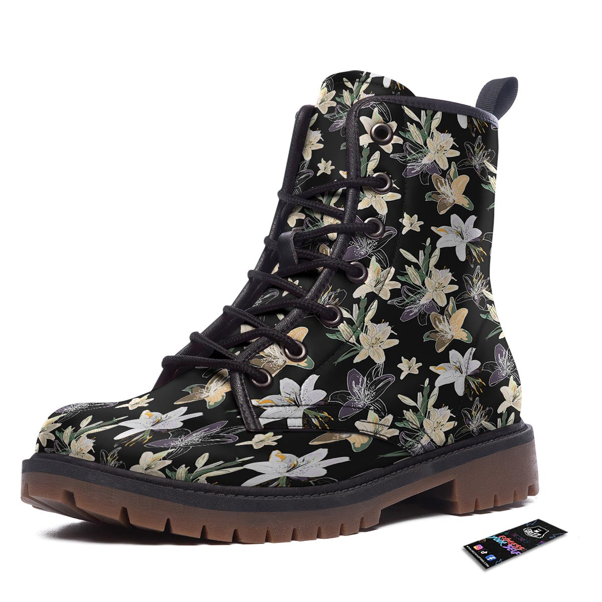 Flowers Spring Lily Print Pattern Work Boots-grizzshop