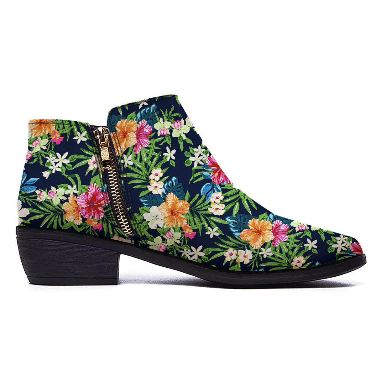 Flowers Tropical Print Pattern Ankle Boots-grizzshop