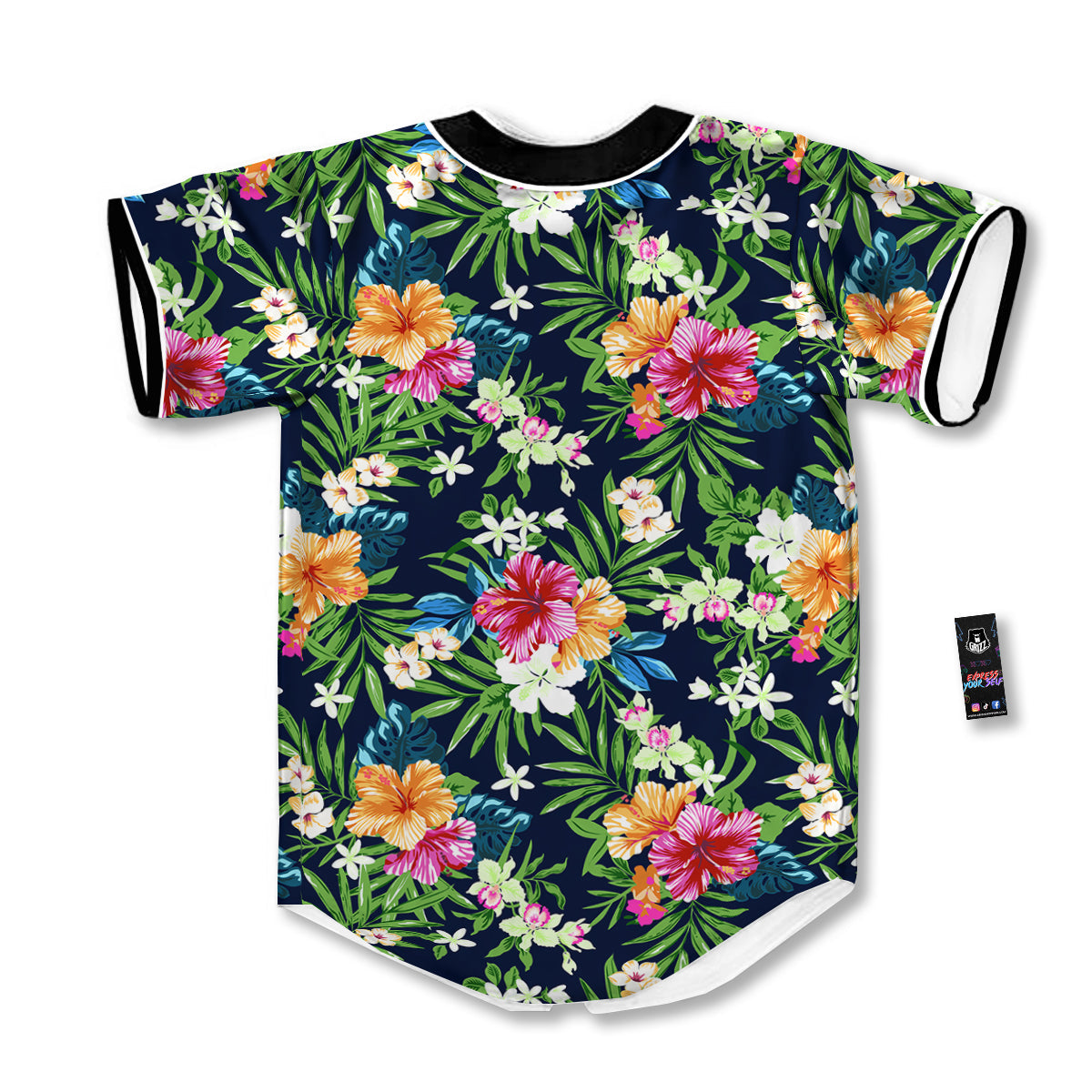 Flowers Tropical Print Pattern Baseball Jersey-grizzshop