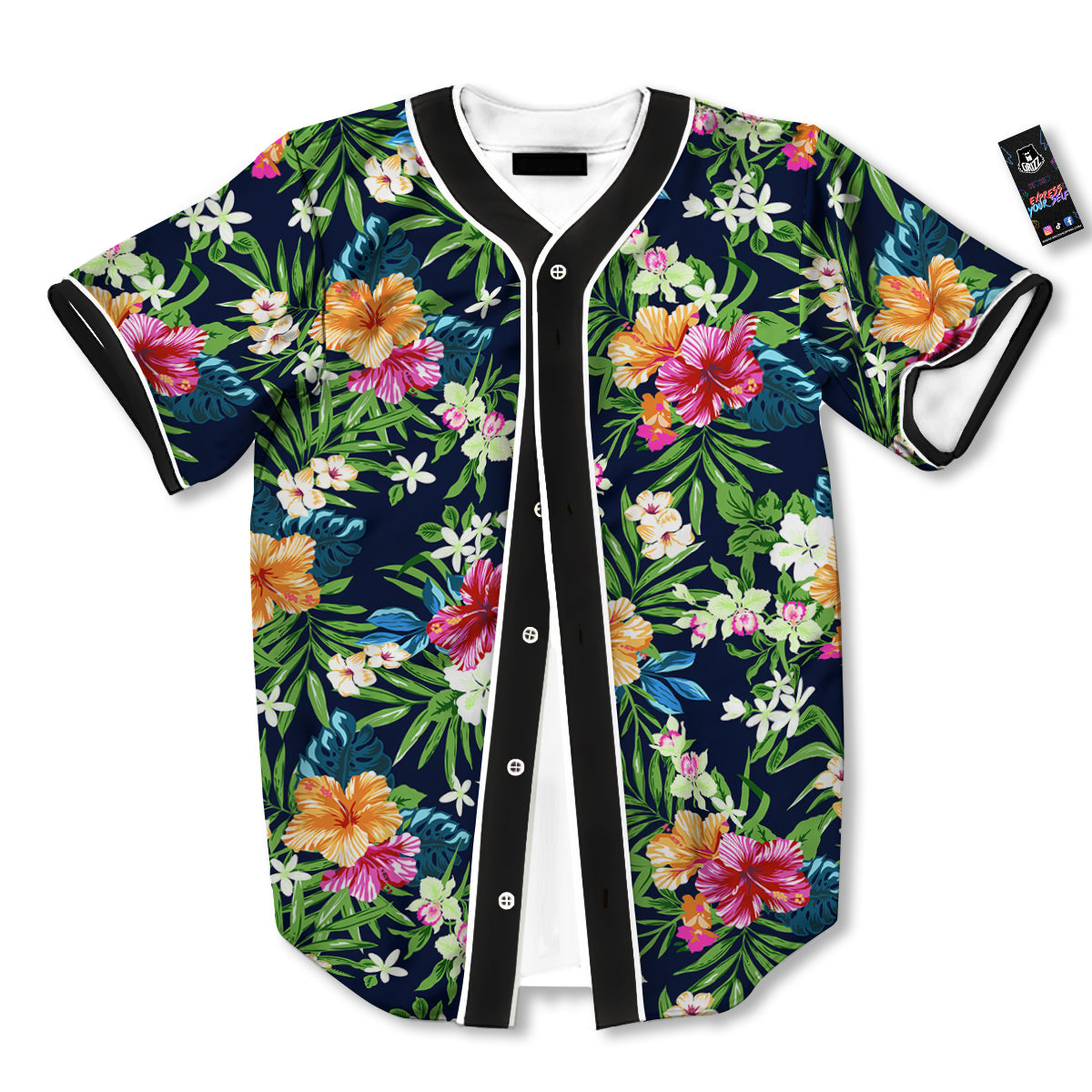 Flowers Tropical Print Pattern Baseball Jersey-grizzshop