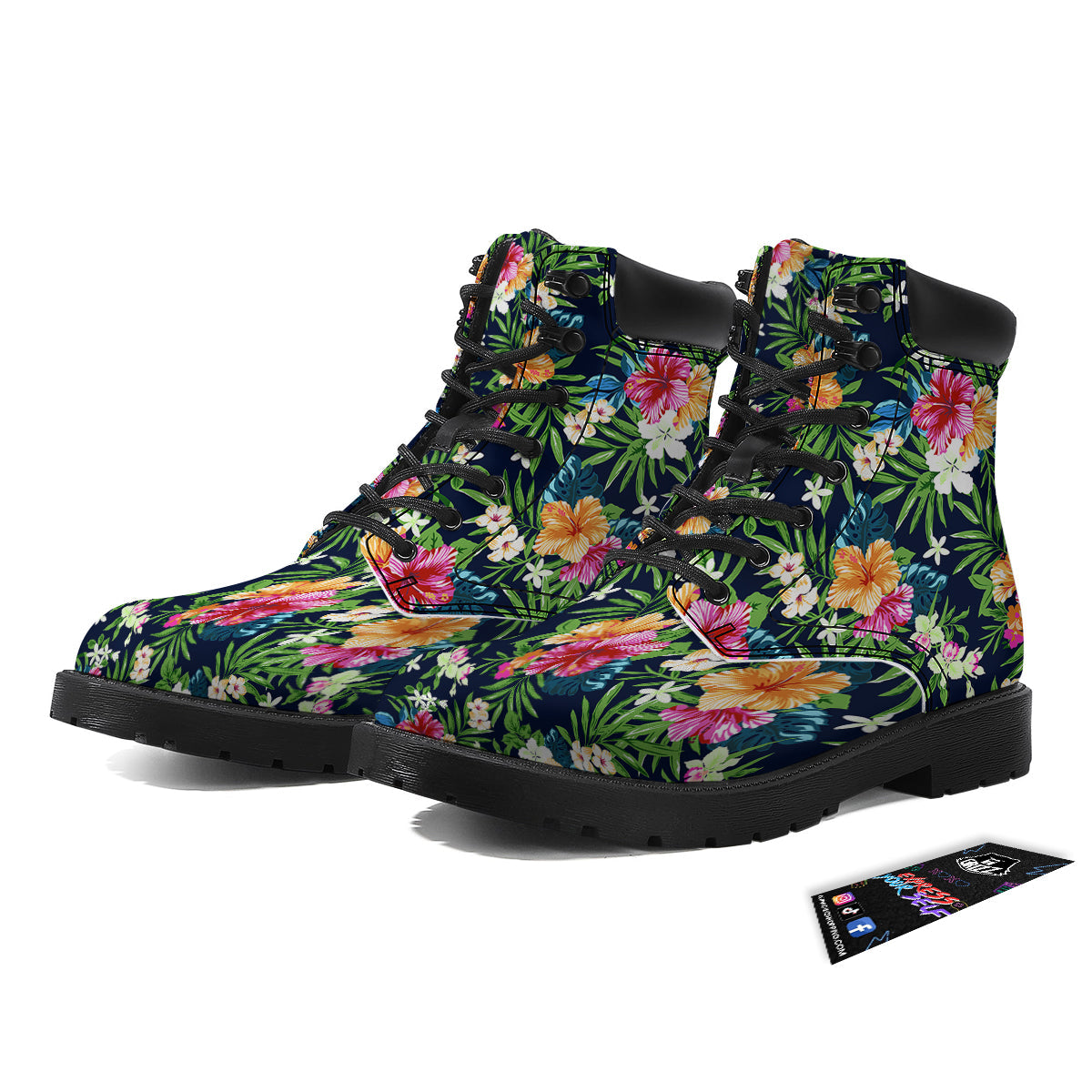 Flowers Tropical Print Pattern Boots-grizzshop