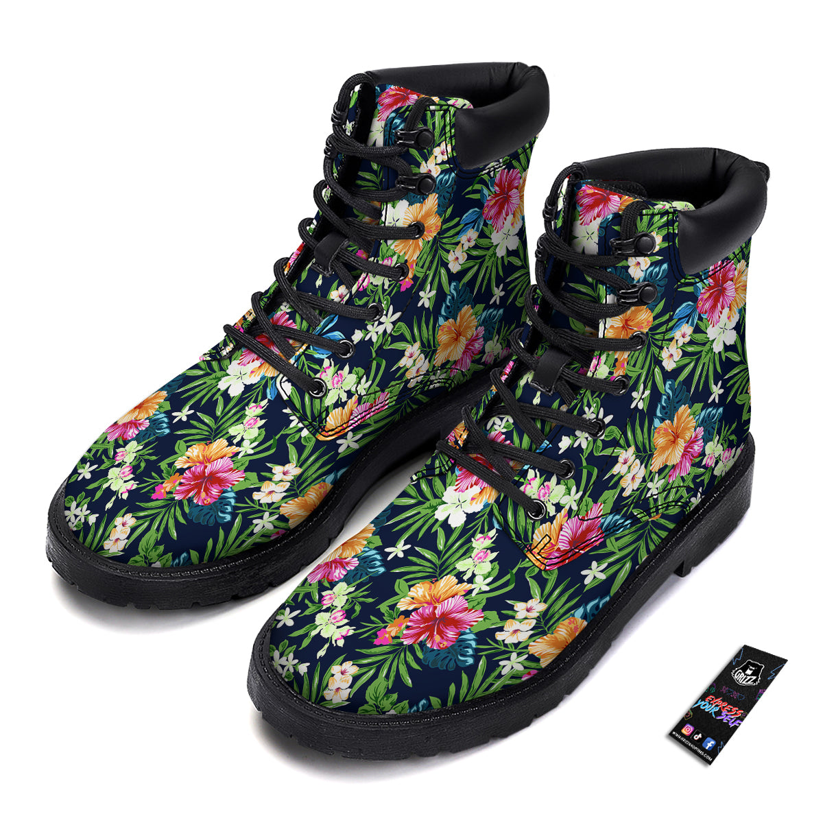 Flowers Tropical Print Pattern Boots-grizzshop