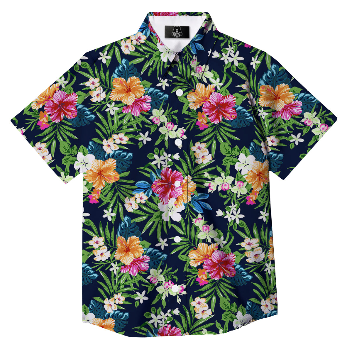 Flowers Tropical Print Pattern Button Up Shirt-grizzshop