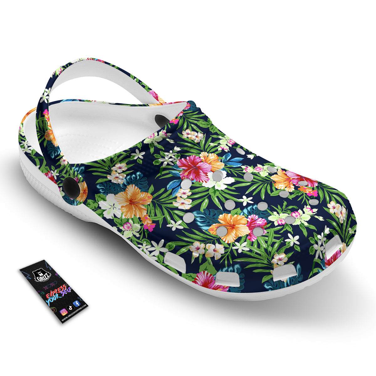 Flowers Tropical Print Pattern Clog-grizzshop