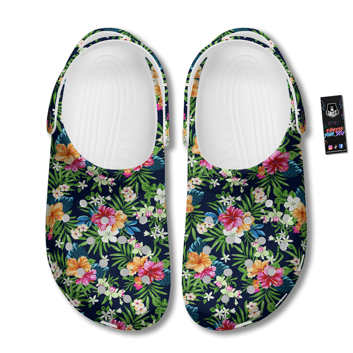 Flowers Tropical Print Pattern Clog-grizzshop