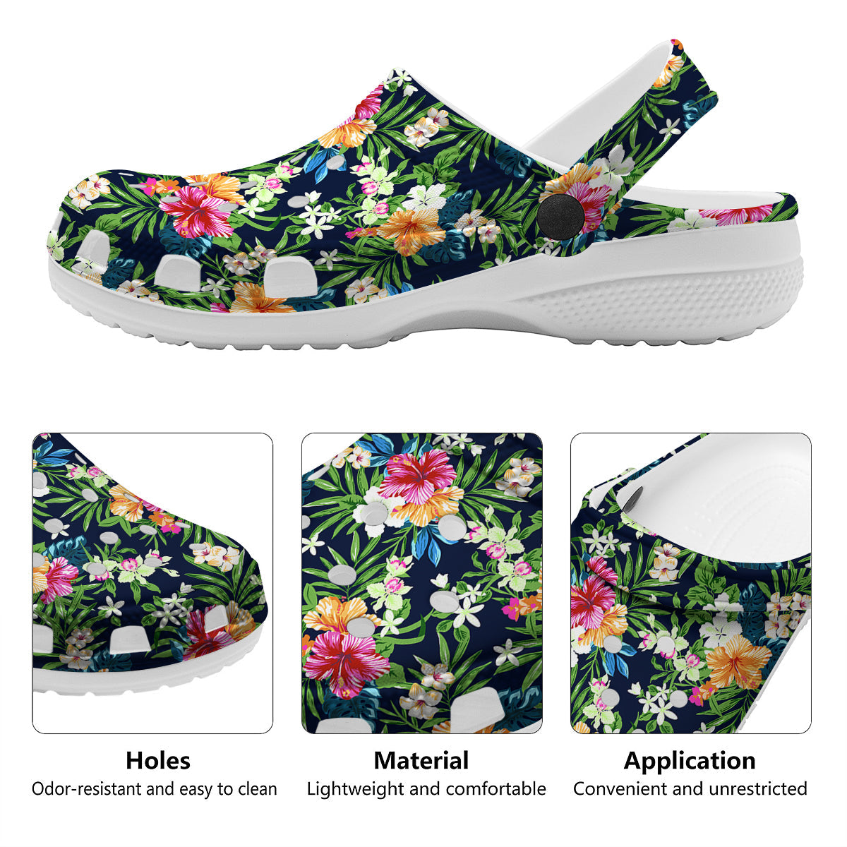 Flowers Tropical Print Pattern Clog-grizzshop